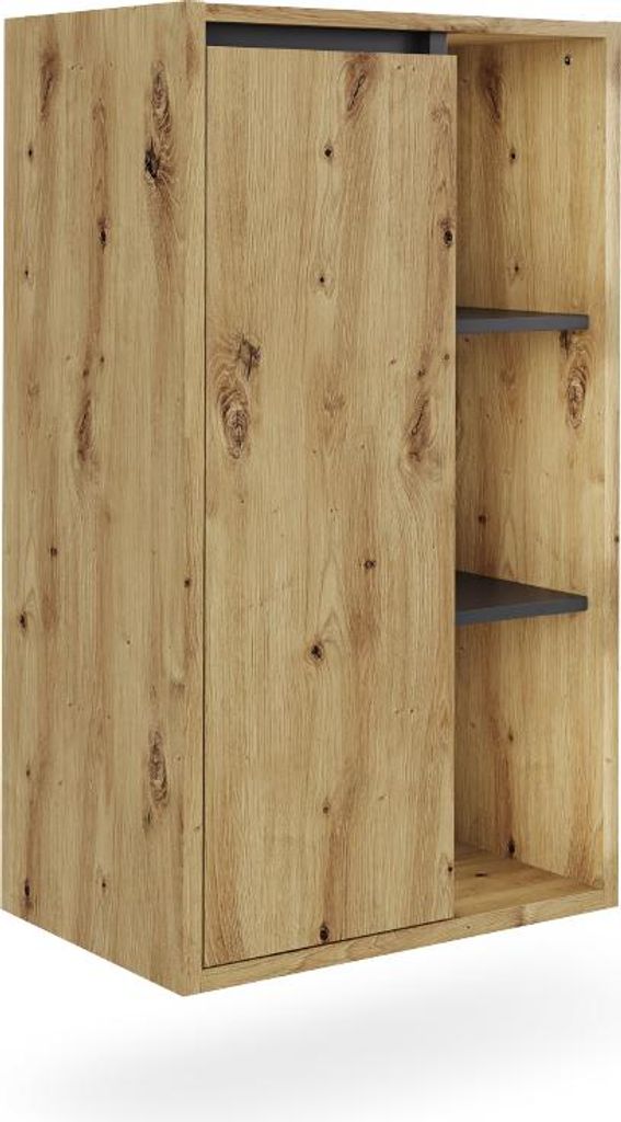 Vicco Midischrank Viola, 50 x 86 cm mit offenen Regalen, Artisan/Grau