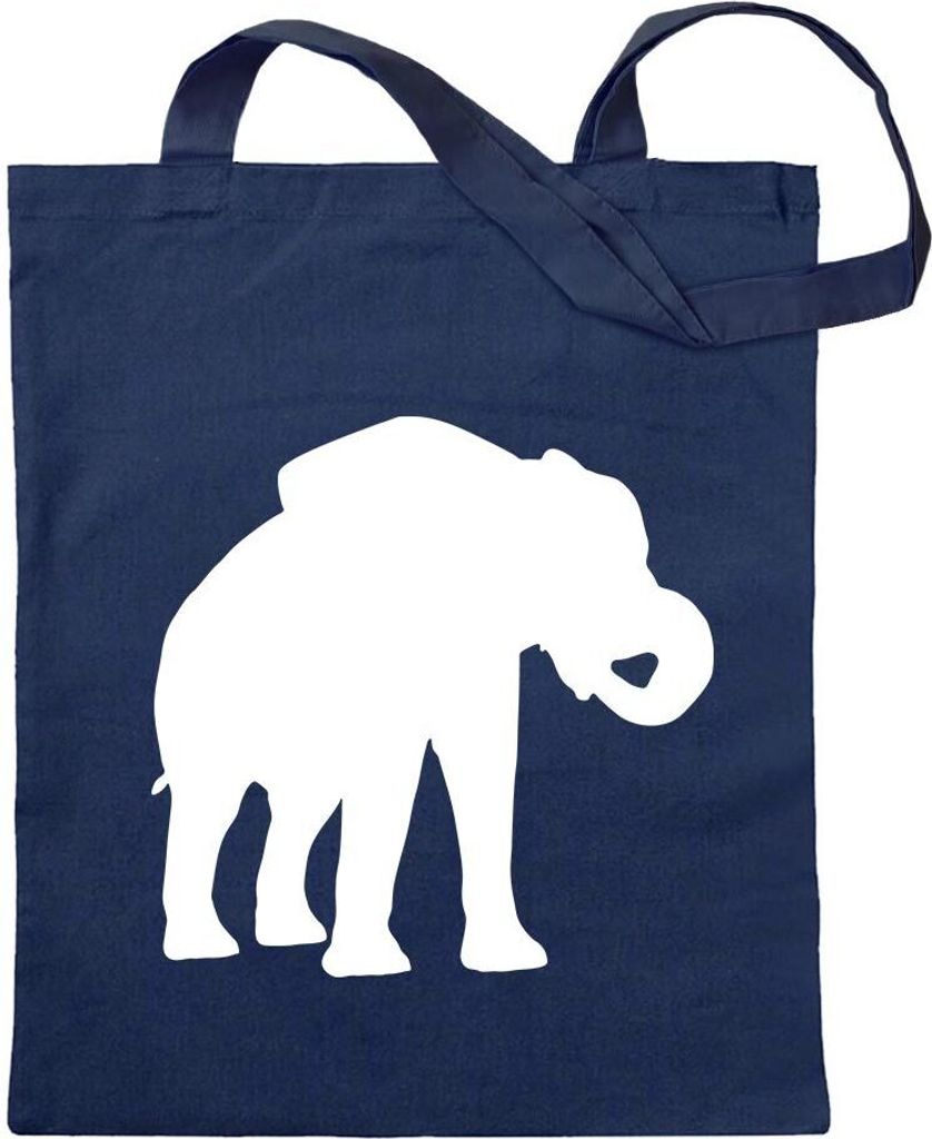 Kiwistar - Baumwolltasche - dunkelblau - Elefant Motiv 2 - Rüsseltiere - Tragetasche Stoffbeutel Umhängetasche Langer Henkel