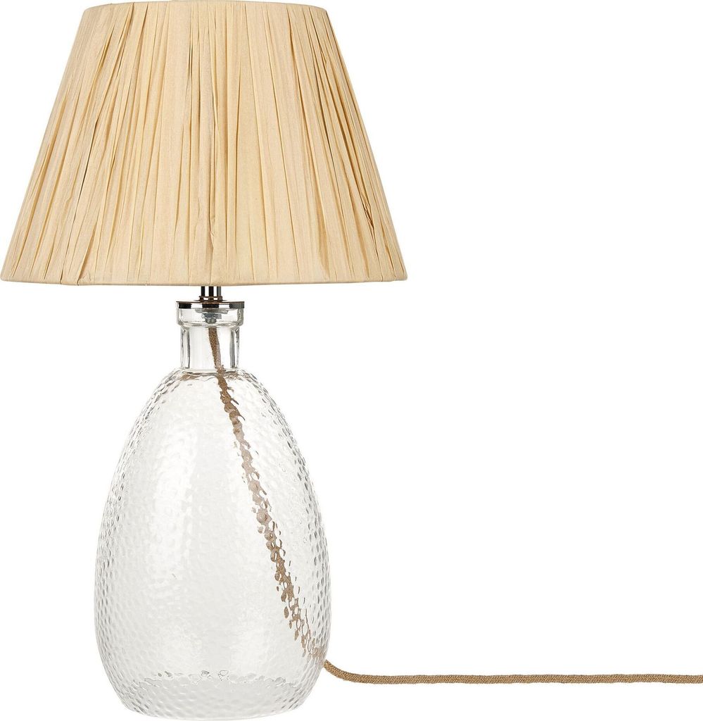 BELIANI Tischlampe Transparent Glas 54 cm Papierschirm Kegelform Natürlich Langes Kabel mit Schalter Modern Skandinavisch Beleuchtung Leuchte