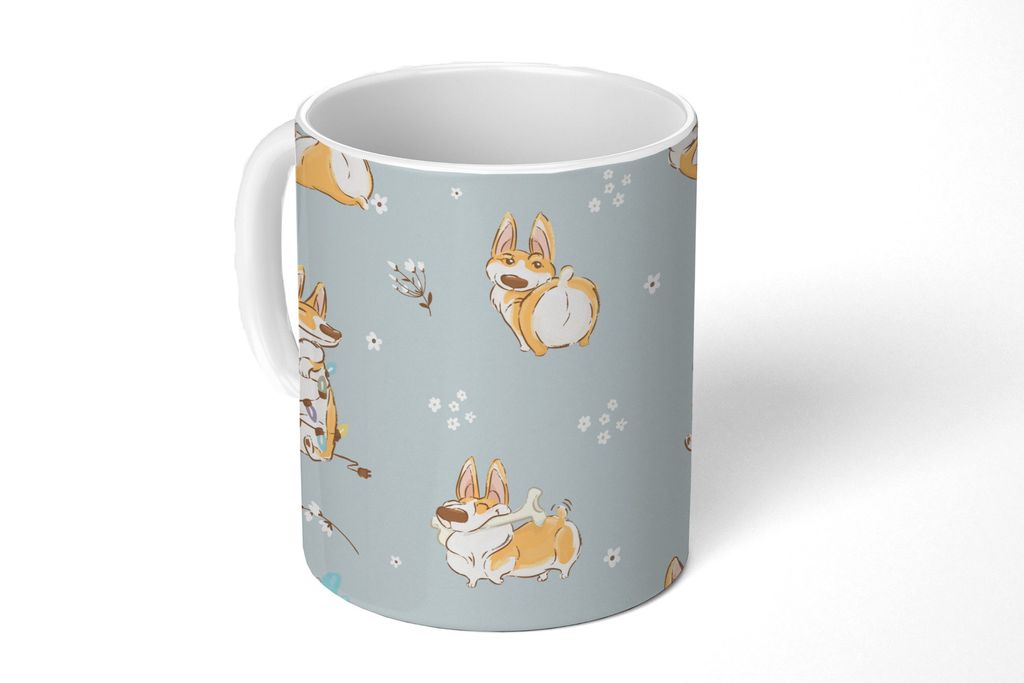 KitchenYeah Tasse Kaffeetasse Kaffeebecher 350 ml Muster - Hund - Corgi - Jungen - Mädchen - Kinder - Kinder Teetasse - Fototasse - Becher - Ker...
