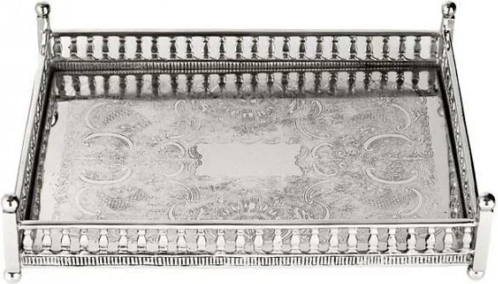 Plateau Art Déco Casa Padrino en Laiton Nickelé - 32 x 22,5 x 8 cm