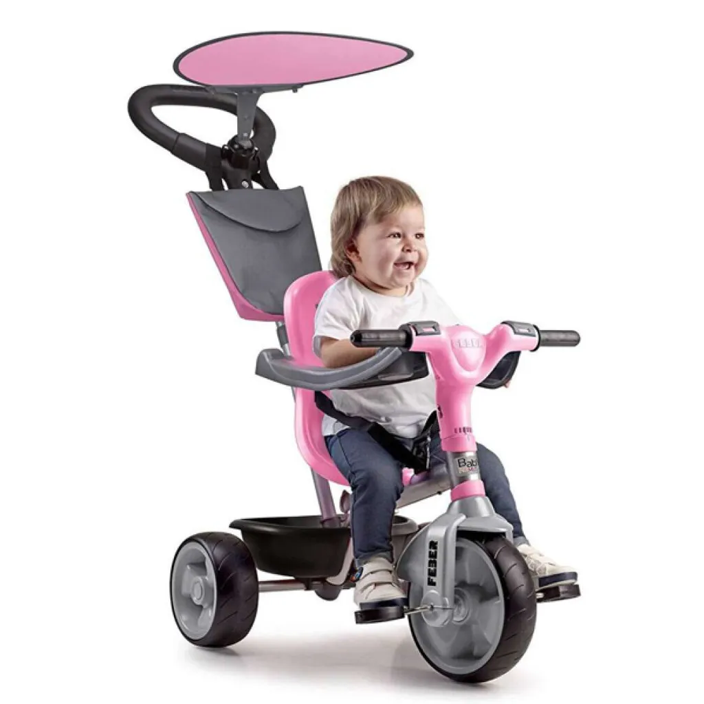 Tricycle Enfant Sécurisé FEBER Baby Plus Music - Finies les Balades Ennuyeuses