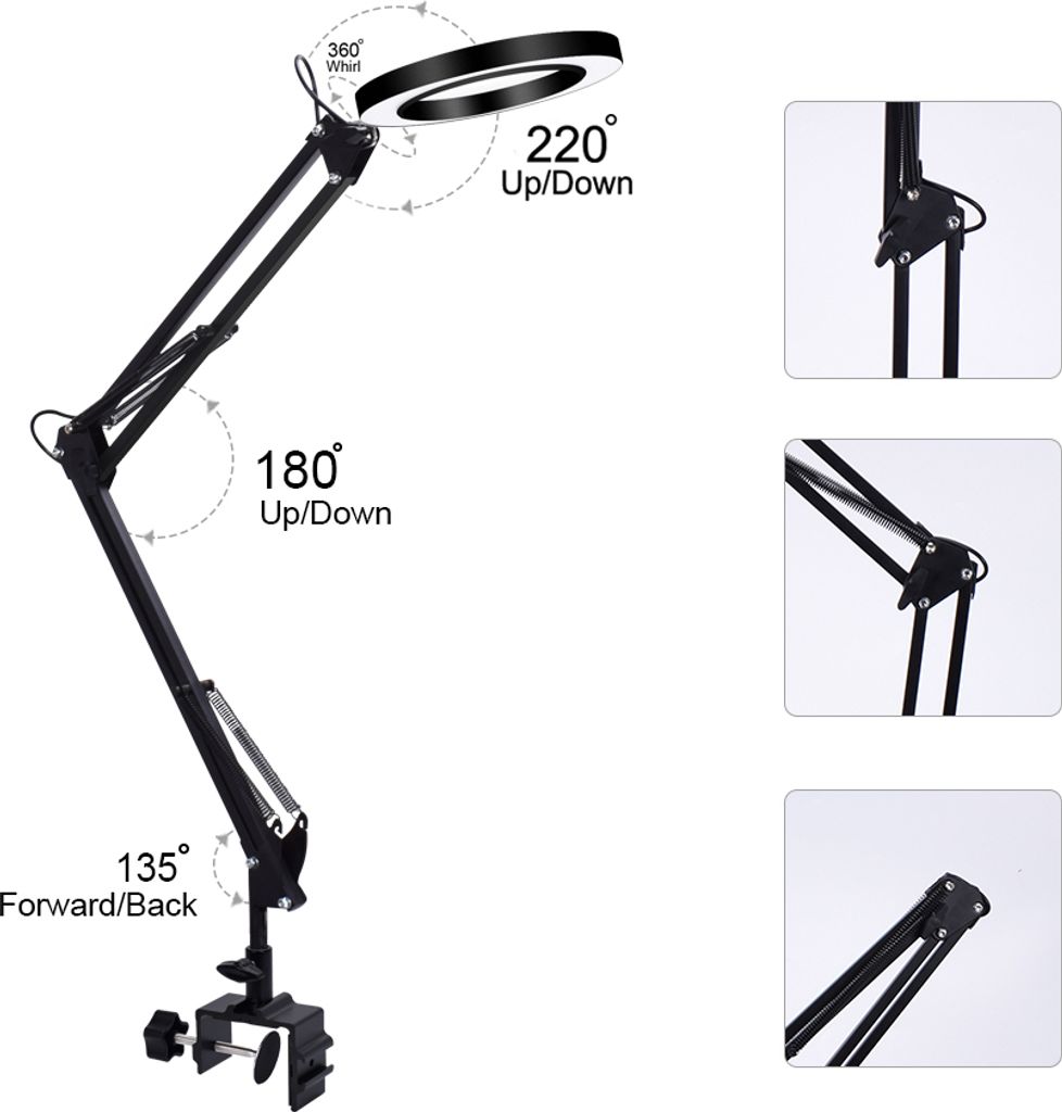 Zvětšovací lampa USB LED lupa 3 barvy osvětlená zvětšovací Obrázek produktu 2