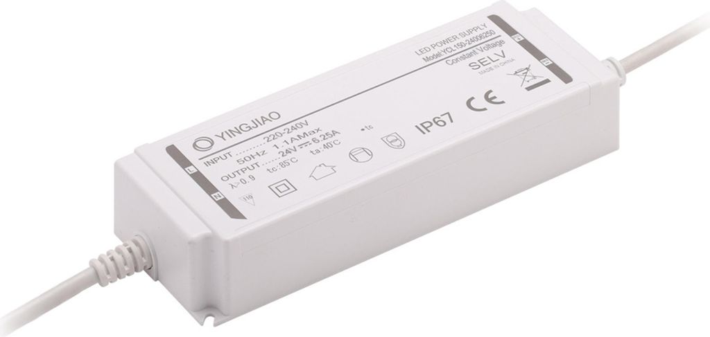Yingjiao AC-DC-LED-Netzteil CV 150W 24V 6,25A IP67 nicht dimmbar