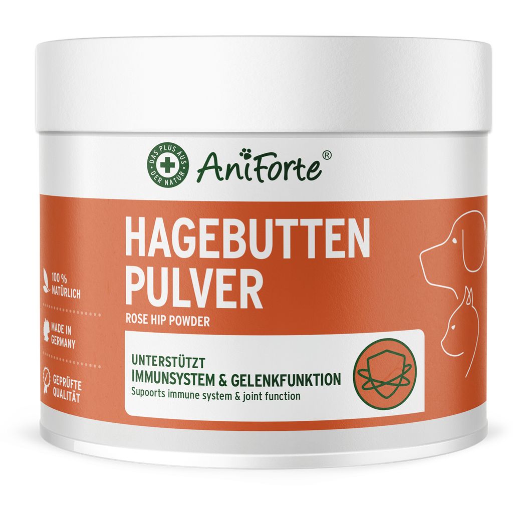 AniForte Hagebuttenpulver für Hunde & Katzen 250g – 100% Hagebutten, reich an Vitamin C, zur Unterstützung des Immunsystems
