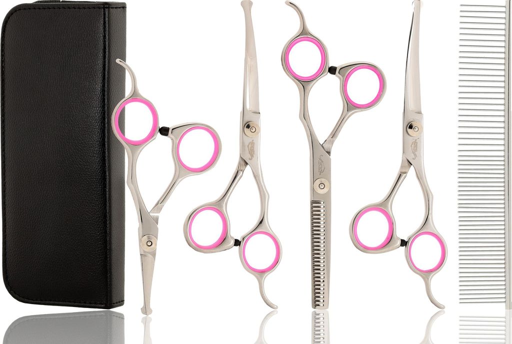 GEPARD Friseurset mit Effilierschere und rechtshändiger Schere 6,0 + Etui Kämme, Friseurkämme zum Haarschneiden für den Superior-Salon.