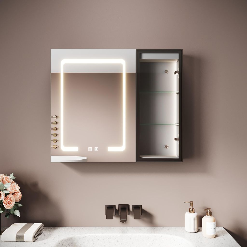 SONNI 70 x 60 x 12,5 cm Armoire de toilette double porte en Image du produit 
