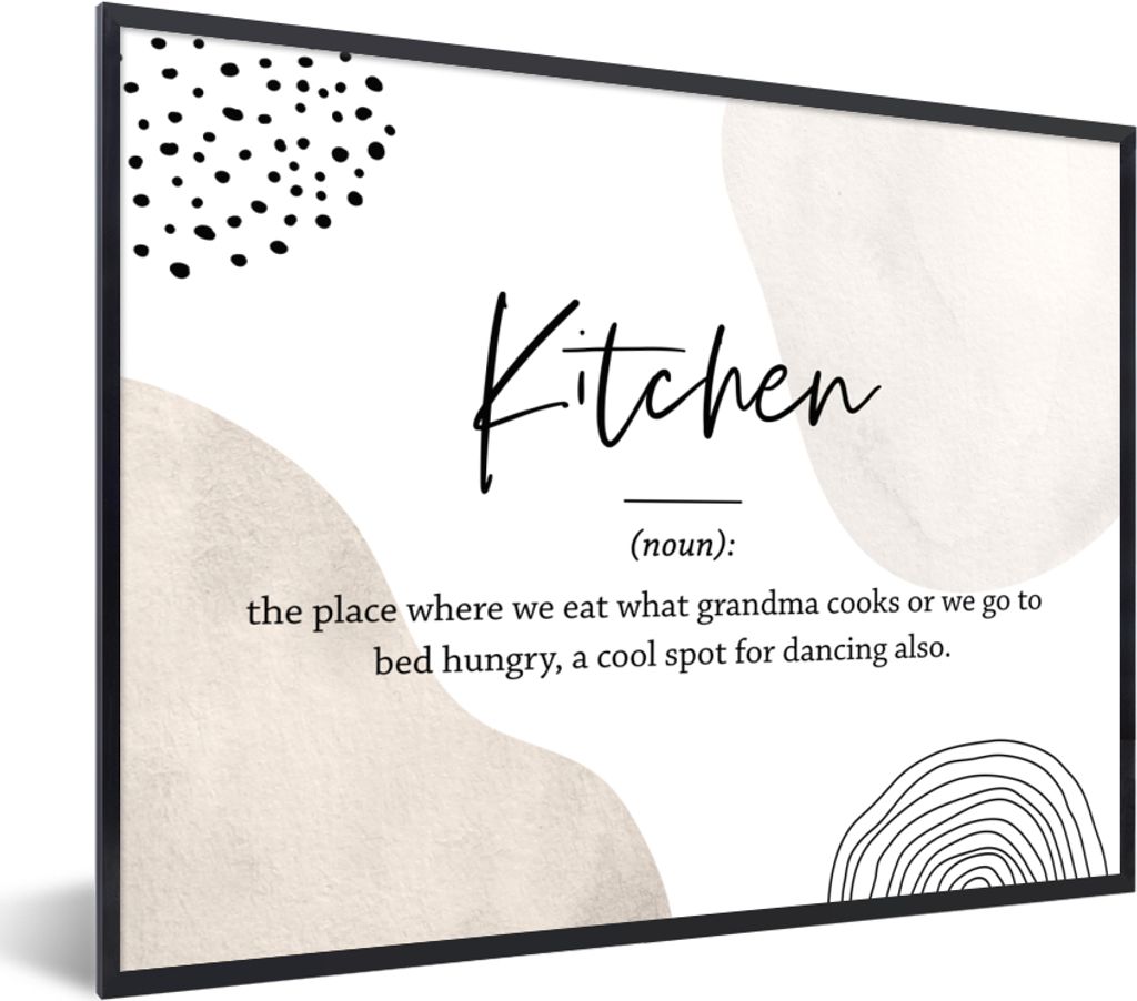 MuchoWow Gerahmtes Poster Definition Küche - Küche - Zitate - Wörterbuch 80x60 cm - Poster mit Schwarzem Bilderrahmen Wandposter Rahmen Foto B...