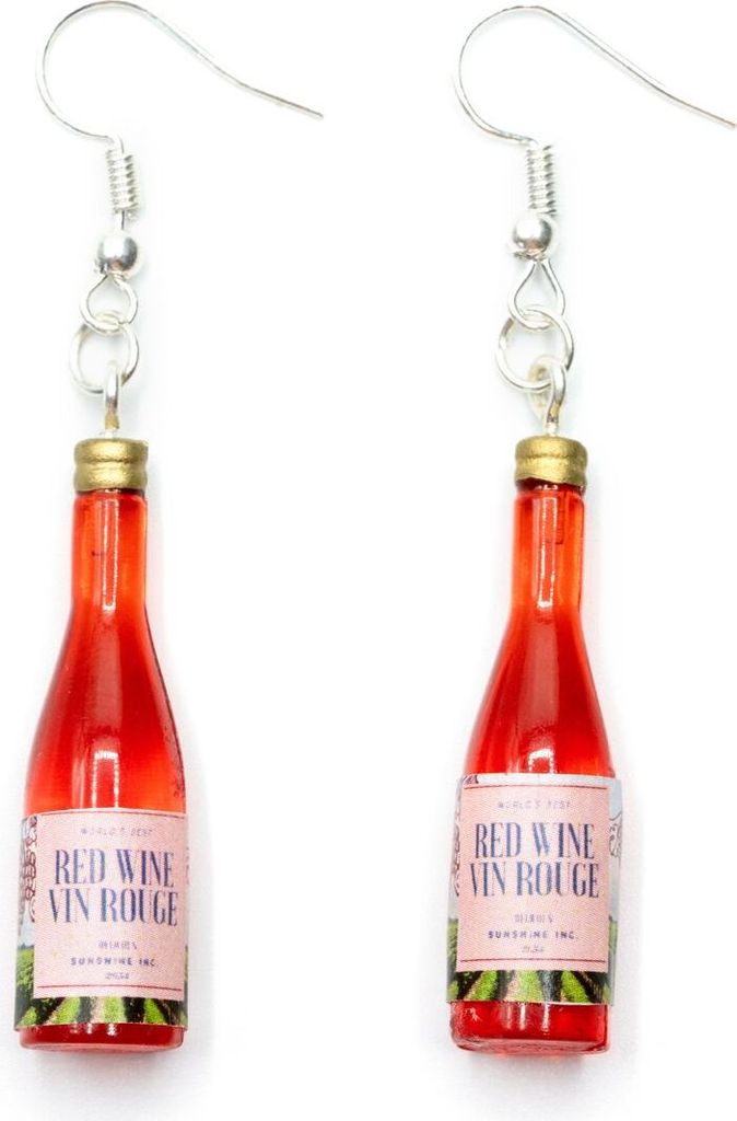 Rotwein Weinflaschen Ohrringe Miniblings Hänger rot Wein Flasche Getränk Vin rouge