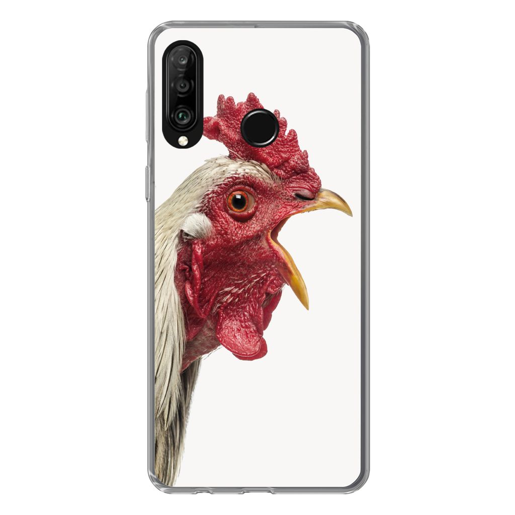 MuchoWow Handyhülle Schutzhülle Hülle für Huawei P30 Lite Hahn - Tiere - Bauernhoftiere - Jungen - Kinder - Mädchen Silikon Softcase Handy H...