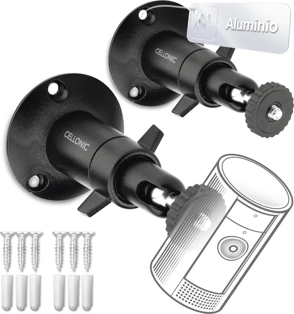 Staffa Girevole Alluminio 2 Pezzi per Telecamere Arlo Ring Eufy Wyze