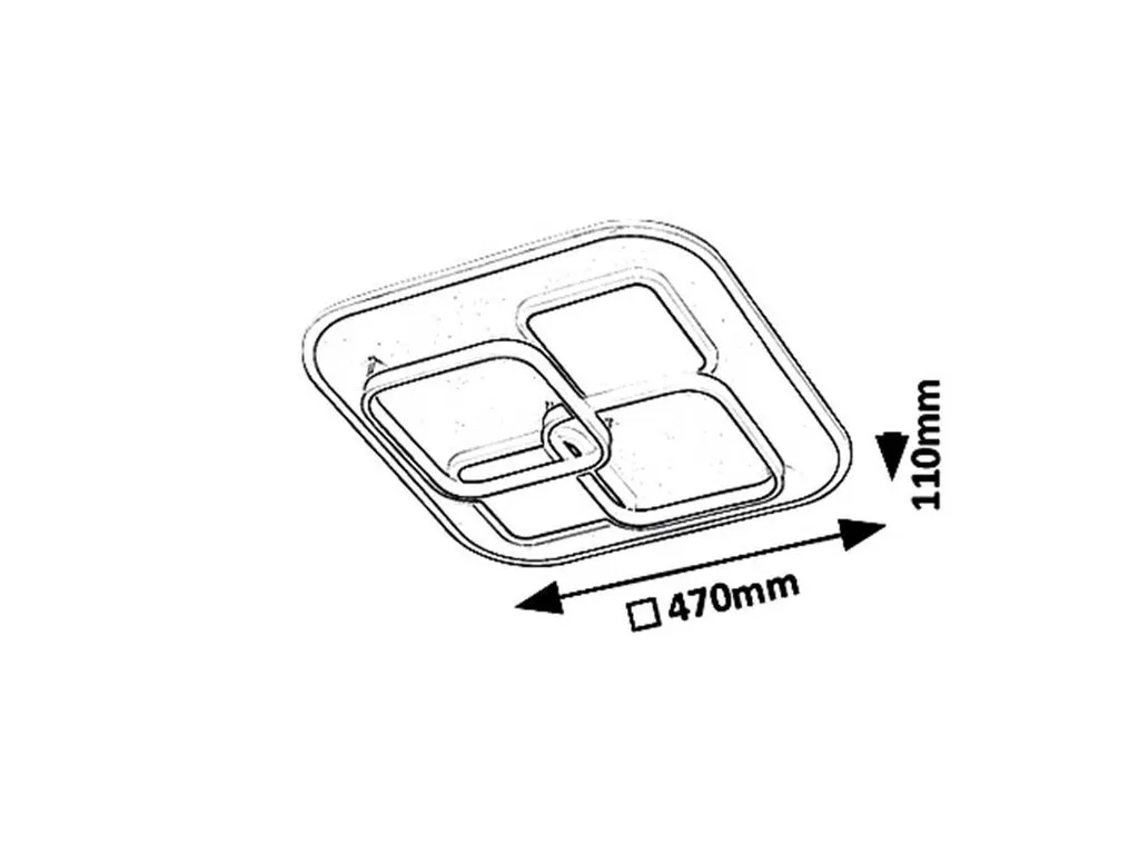 Plafonnier LED Carré Design Delion 50W CCT Réglable avec Télécommande