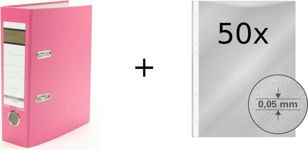 Ordner / DIN A5 / 75mm / Farbe: pink + 50 Prospekthüllen