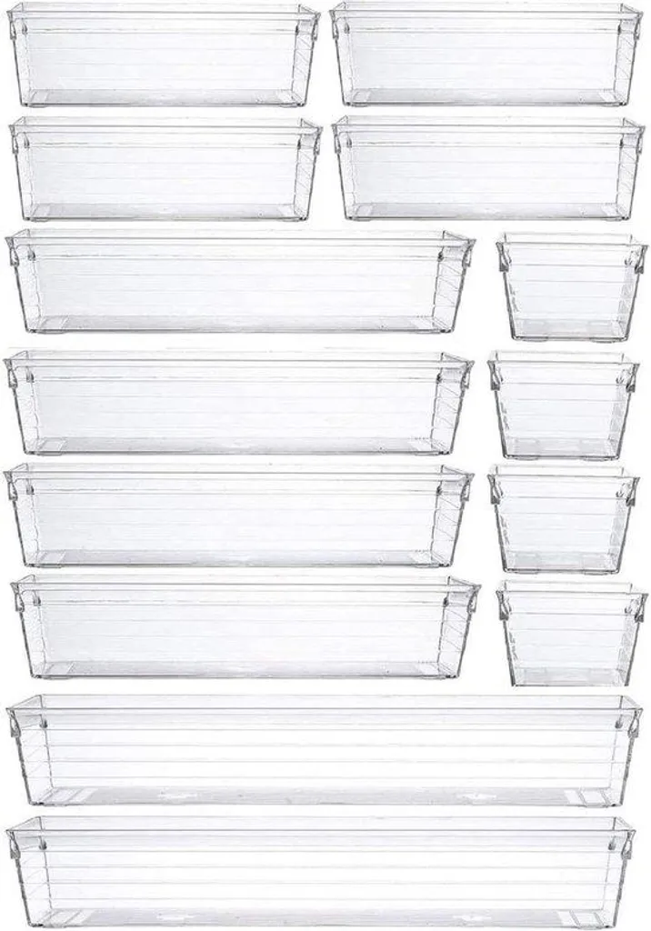 Organiseur bureau transparent pliable 14 compartiments gain de place