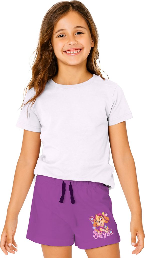 Paw Patrol Shorts für Mädchen - Skye Kinder kurze Hose Hotpants Lila 98-104