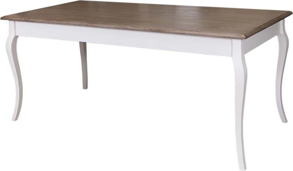 Casa Padrino Landhausstil Küchentisch Weiß / Braun - Verschiedene Größen - Esstisch mit geschwungenen Beinen