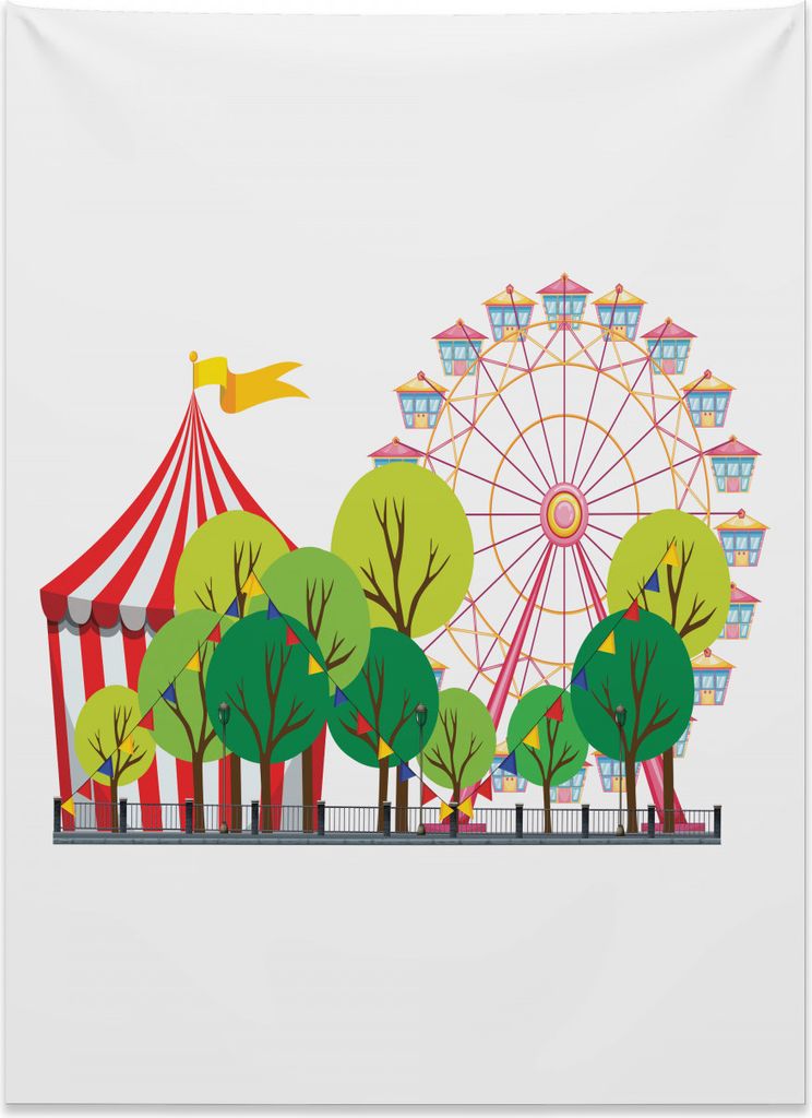 Abakuhaus Bunt Wandteppich, Zirkus Karneval Szene aus Weiches Mikrofaser Stoff Kein Verblassen Klare Farben Waschbar, 110 x 150 cm, Mehrfarbig