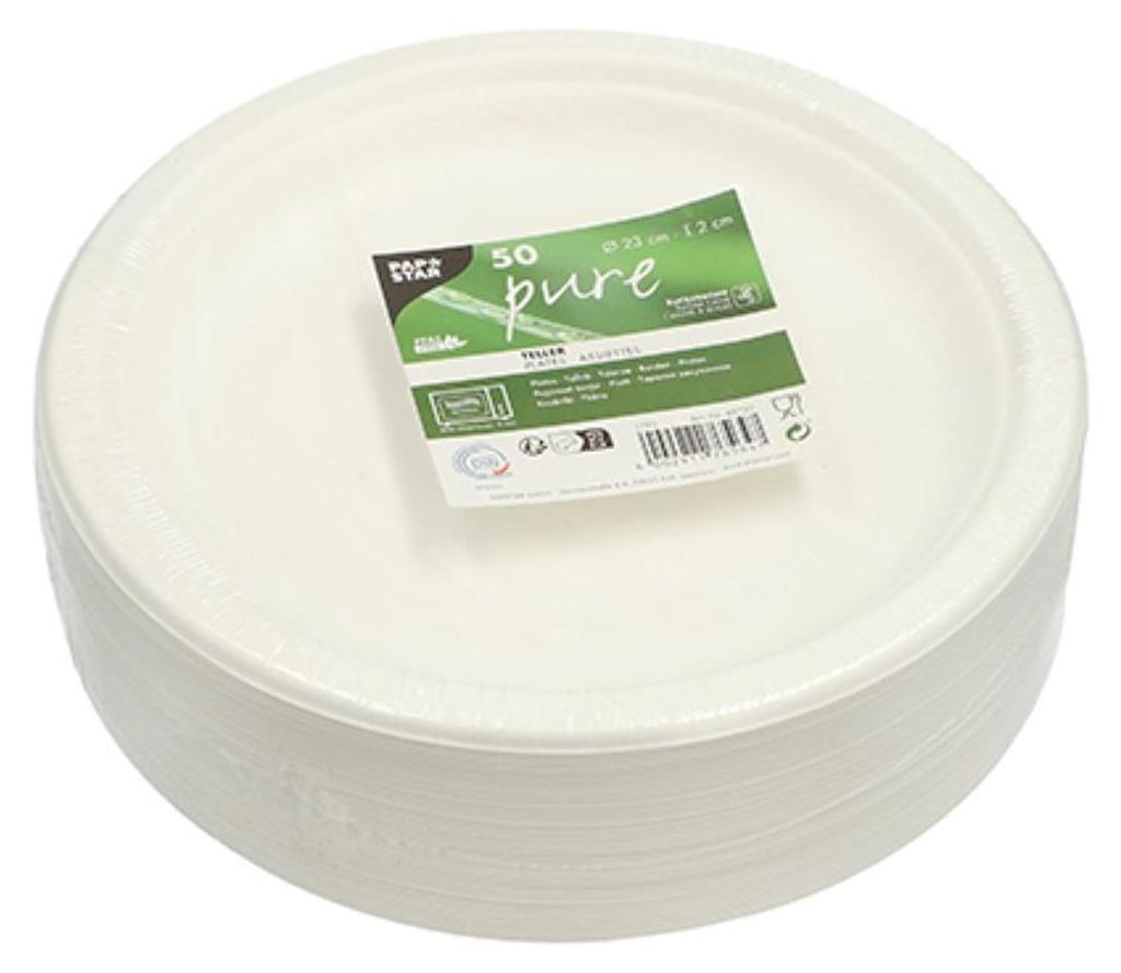 PAPSTAR Zuckerrohr-Teller "pure" rund 230 mm 50 Stück Produktbild 