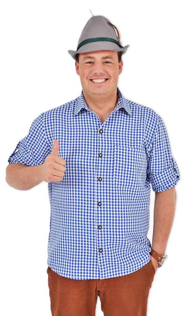 Trachtenhemd Anton für Herren | Blau Weiß Kariert | Langarm Produktbild 