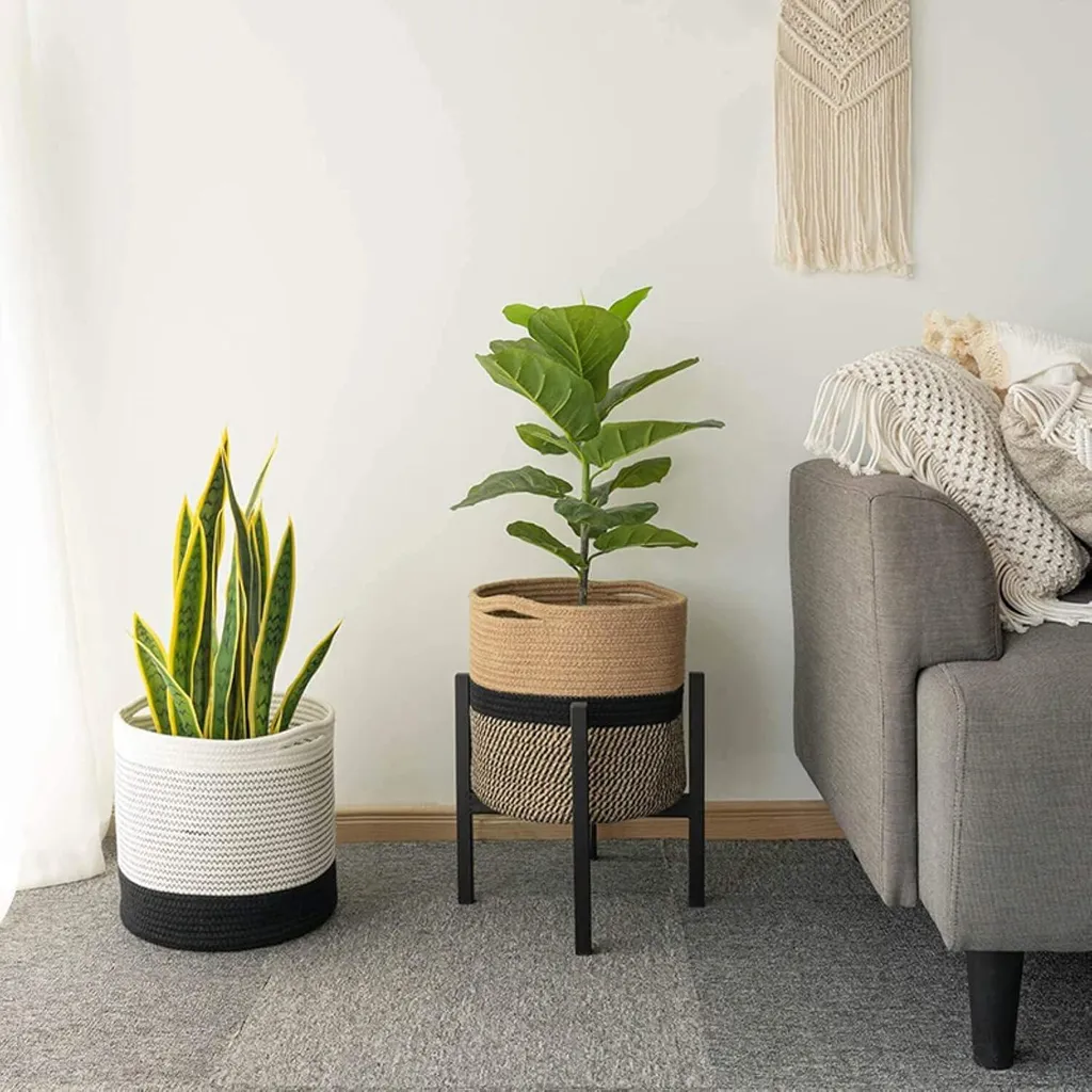 Plante artificielle Mandarinier avec cache-pot tressé - Diamètre 20 cm