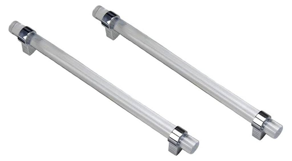 2 Stück Küchentürgriffe aus transparentem Acryl für Schränke und Schubladen, T-Griffe mit 192 mm Abstand