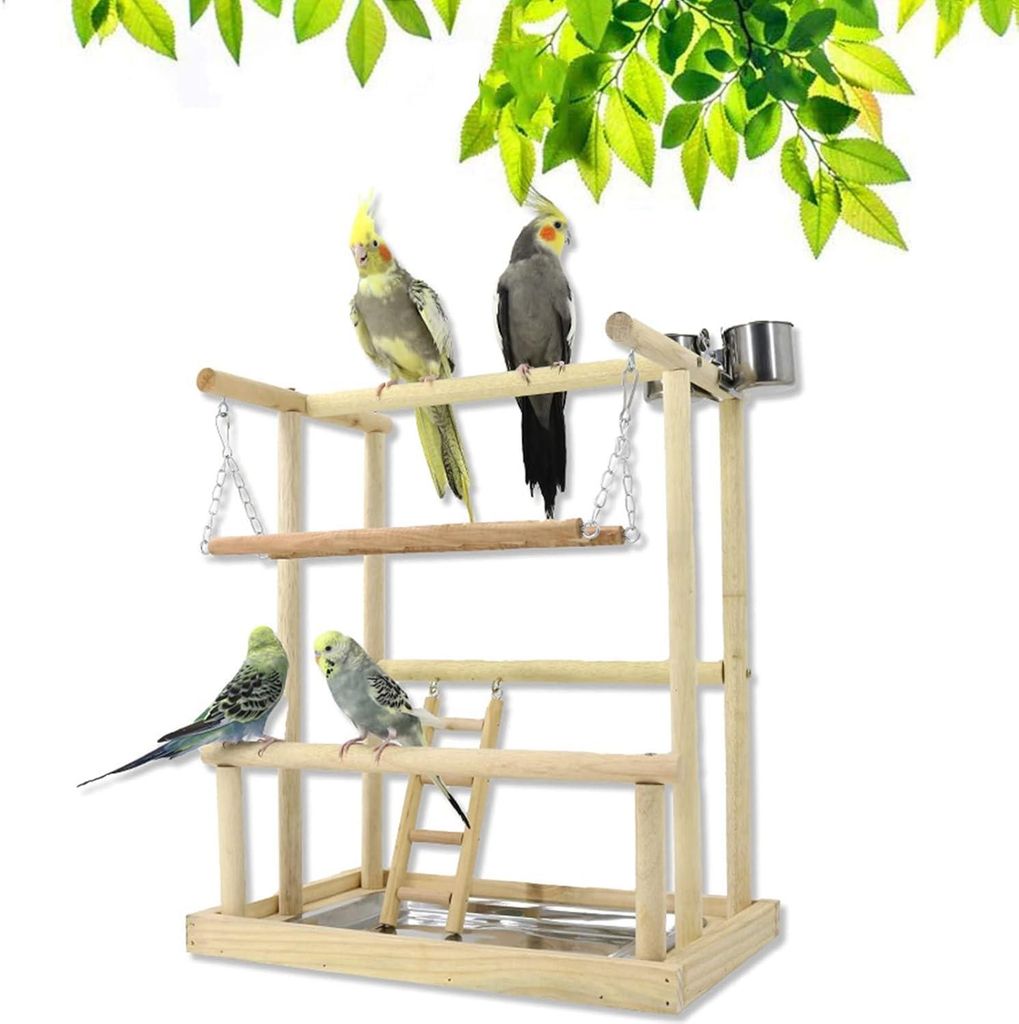 Dřevěný pódium (39,9 x 25,9 x 45,5 cm) s podavačem krmiva, Obrázek produktu 