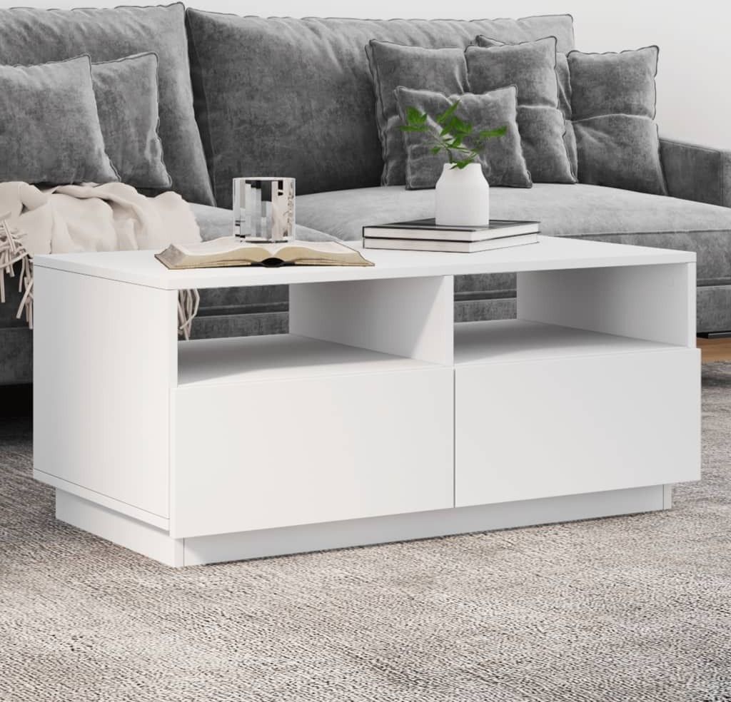 Maison Exclusive - Couchtisch mit LED-Leuchten Weiß 90x49x40 cm
