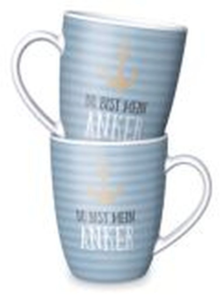 Becher Tasse DU BIST MEIN ANKER blau gestreift 250ml Produktbild 