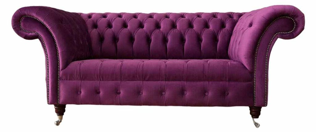 Englische Chesterfield Büro Sitzmöbel Einrichtung Sofa Couch 2 Sitz Violett