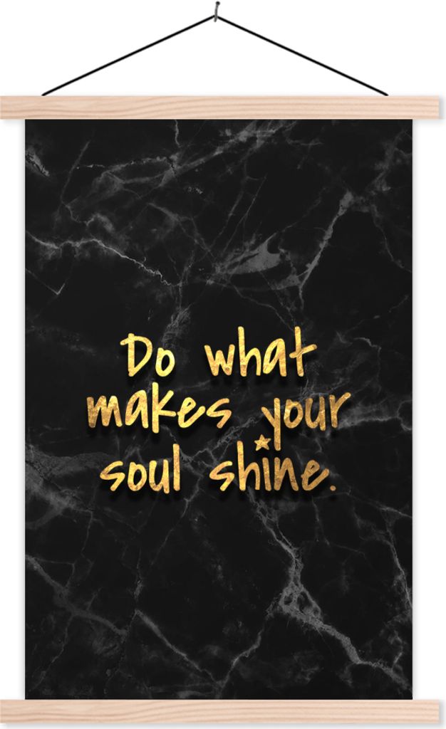 MuchoWow Textilposter Zitate - Glänzen - Gold - Marmor 60x90 cm mit holzfarbenen Rahmen - Textil
