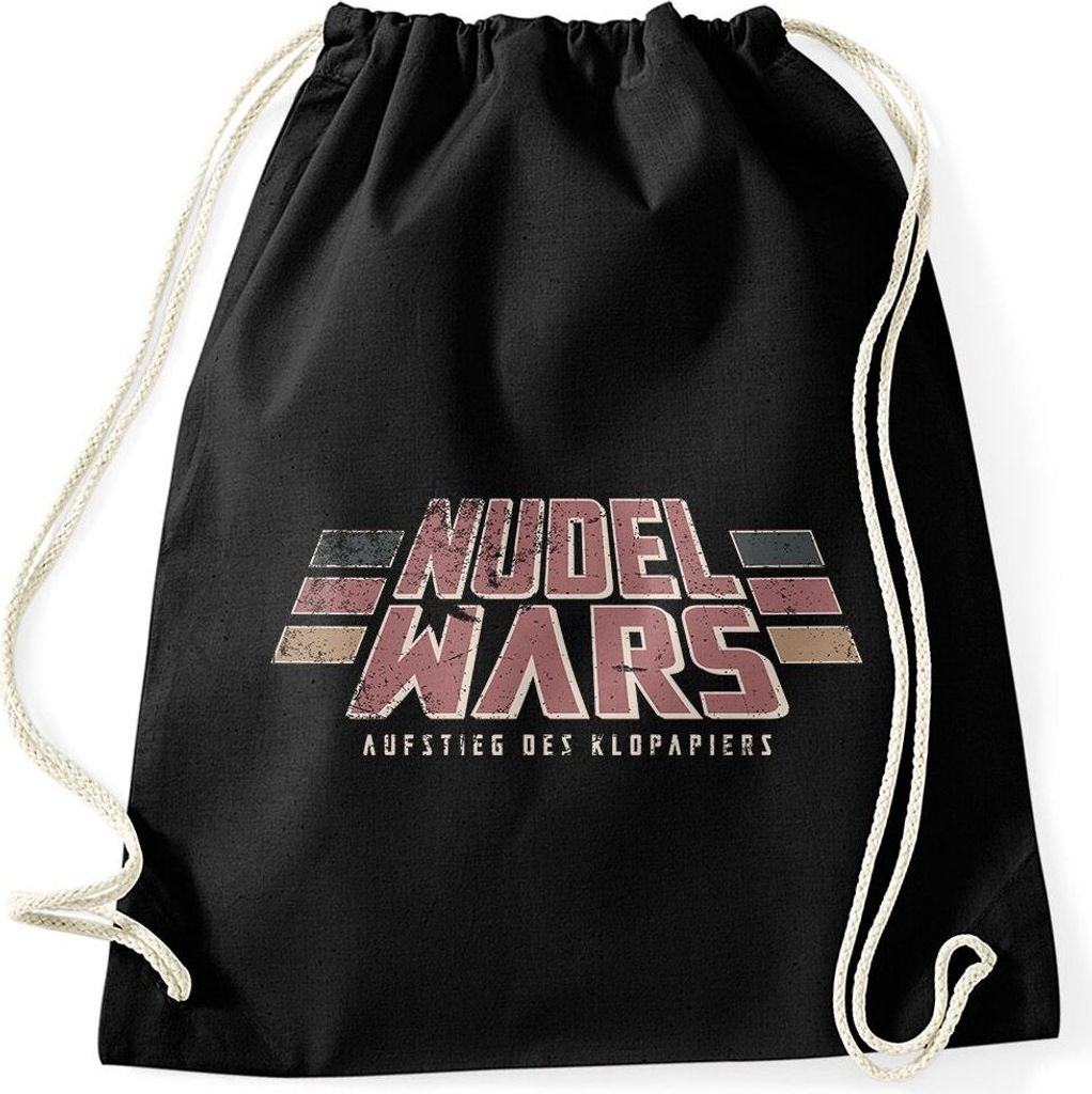 Turnbeutel Nudel Wars Aufstieg des Klopapiers Sci Fi Parodie Hamstern Fun-Motiv Spruch lustig Moonworks schwarz unisize