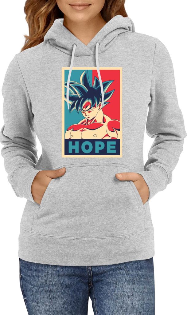 Damen Kapuzenpullover Dragon Anime Manga Ball Z Goku 32, Lady XS / Grau