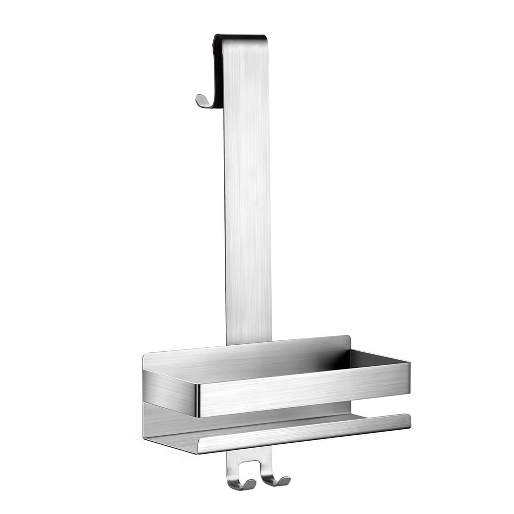STILVORA Duschablage Edelstahl Wandregal Silber, Rostfrei Badezimmer Ablage Duschkorb mit Haken, Bohrfrei Wandmontage Regal für Bad & Dusche