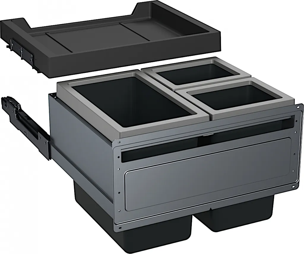 Poubelle de Cuisine Encastrable Franke FX 60 Système de Tri 3 Bacs 48L