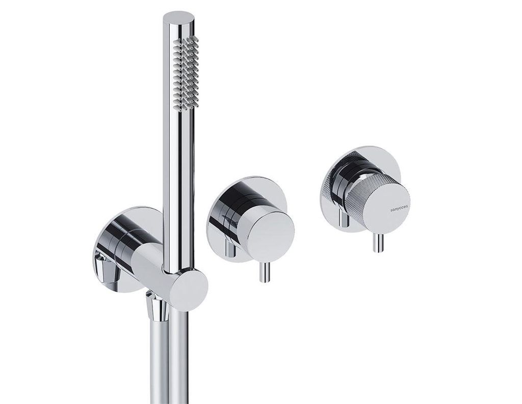 SANYCCES LOOP K Unterputz 2-Wege- Duschbrausebatterie mit Umsteller, Handbrause & Brauseschlauch, chrom