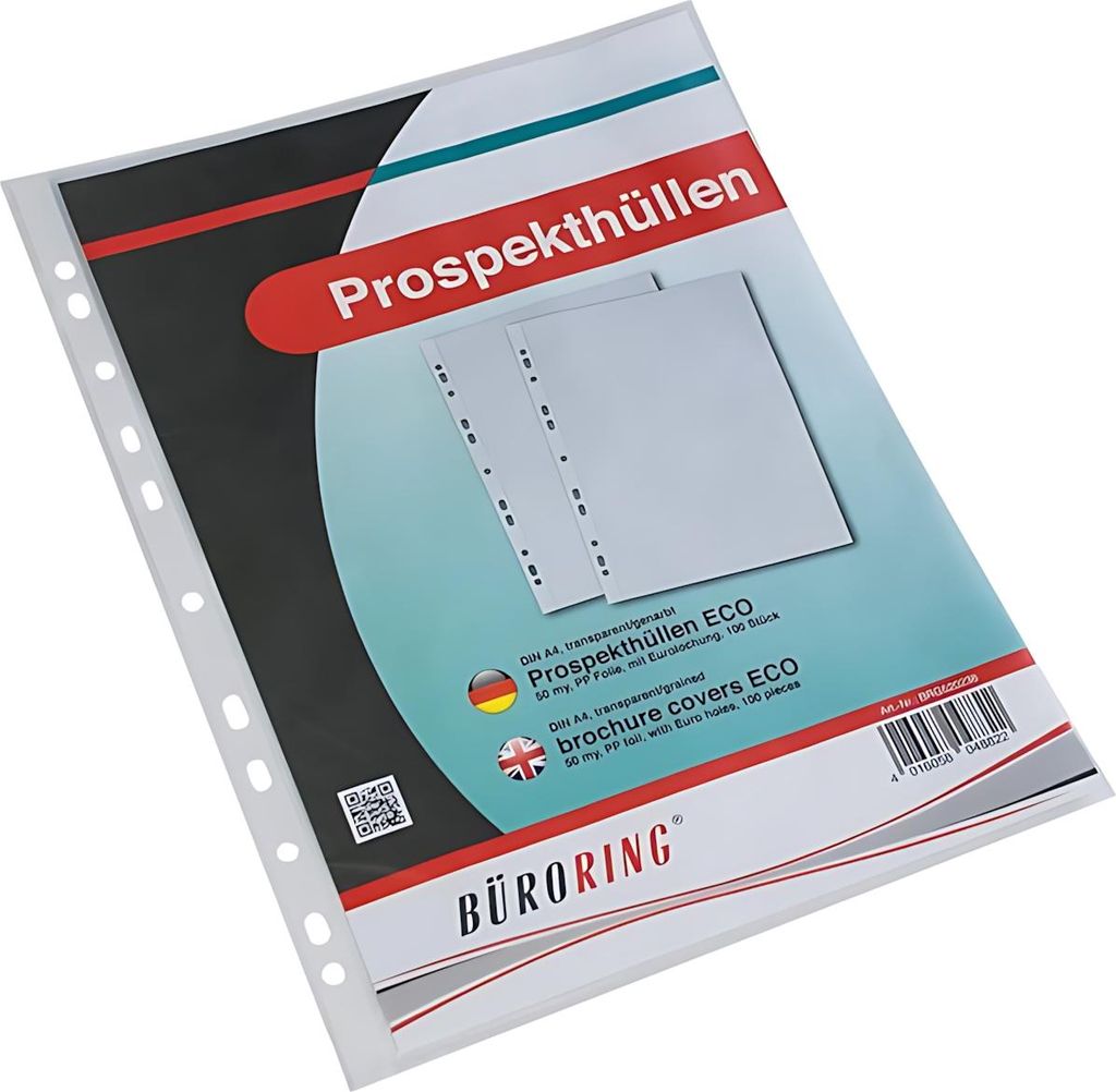 Prospekthülle A4 Eco, PP-Folie genarbt, ca. 50my, Eurolochung.