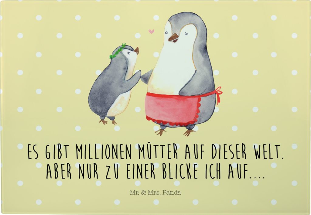Mr. & Mrs. Panda Schneidebrett Pinguin mit Kind - Gelb Produktbild 