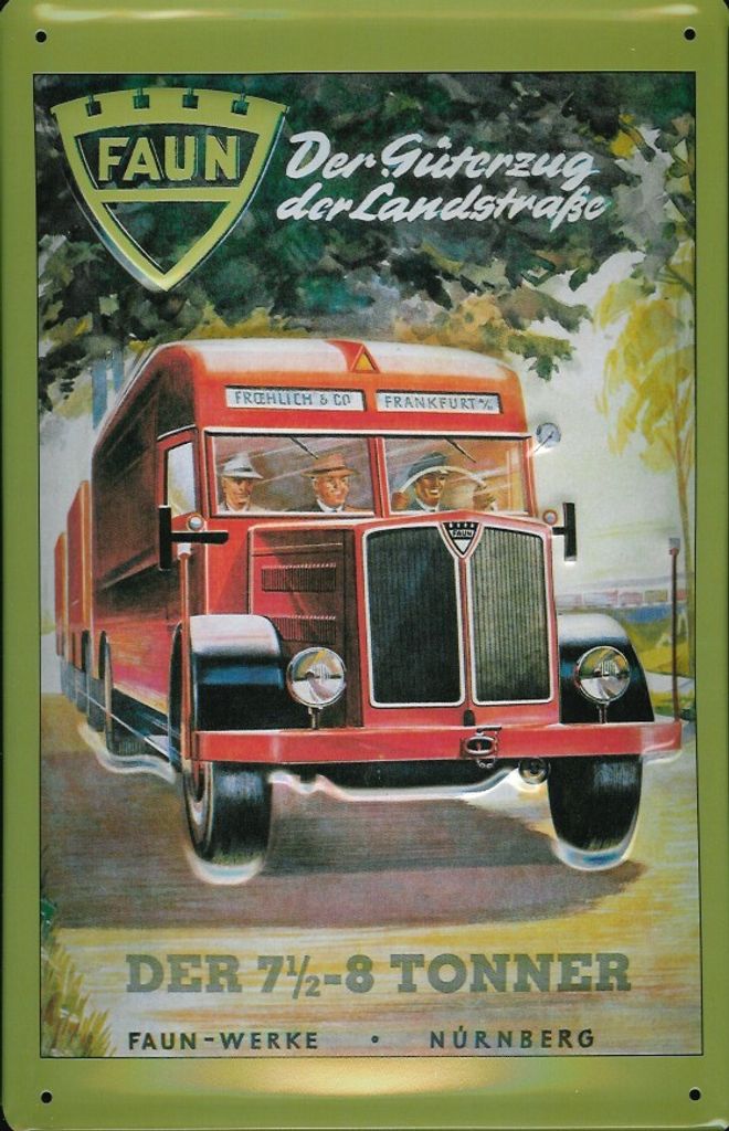 Blechschild Faun LKW Nostalgieschild Schild Oldtimer Produktbild 