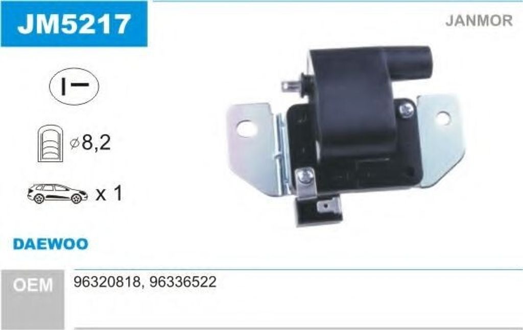 JANMOR JM5217 Zündspule für DAEWOO Matiz Schrägheck (M100, M150)