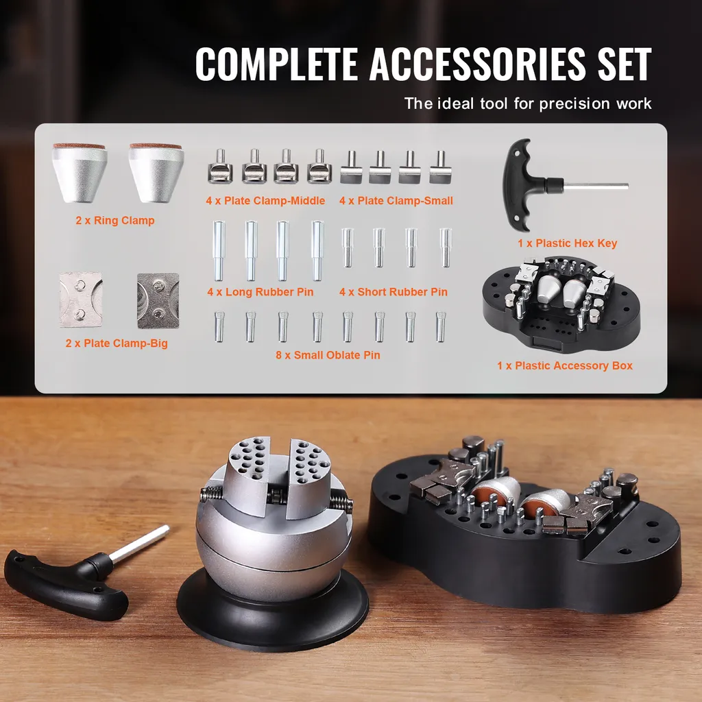 SucceBuy Ball Vise: strumento di incisione da 3" con rotazione a 360°. 30 attacchi PCS per lavori di intarsio di pietre preziose e piccole incisioni. Blocco standard per incisioni professionali di gioiellieri - 2