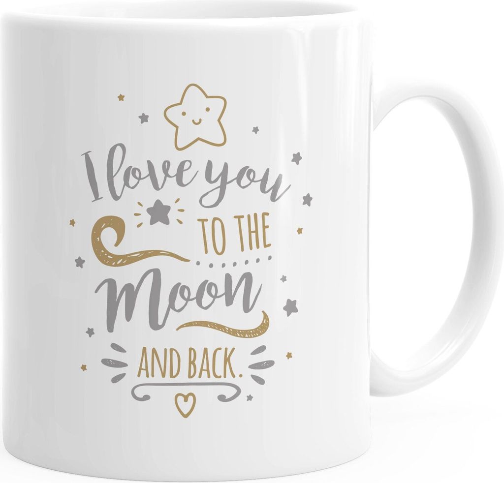 Kaffee-Tasse I love you to the moon and back Liebesgeschenke Liebeserklärung Moonworks weiß Keramik-Tasse