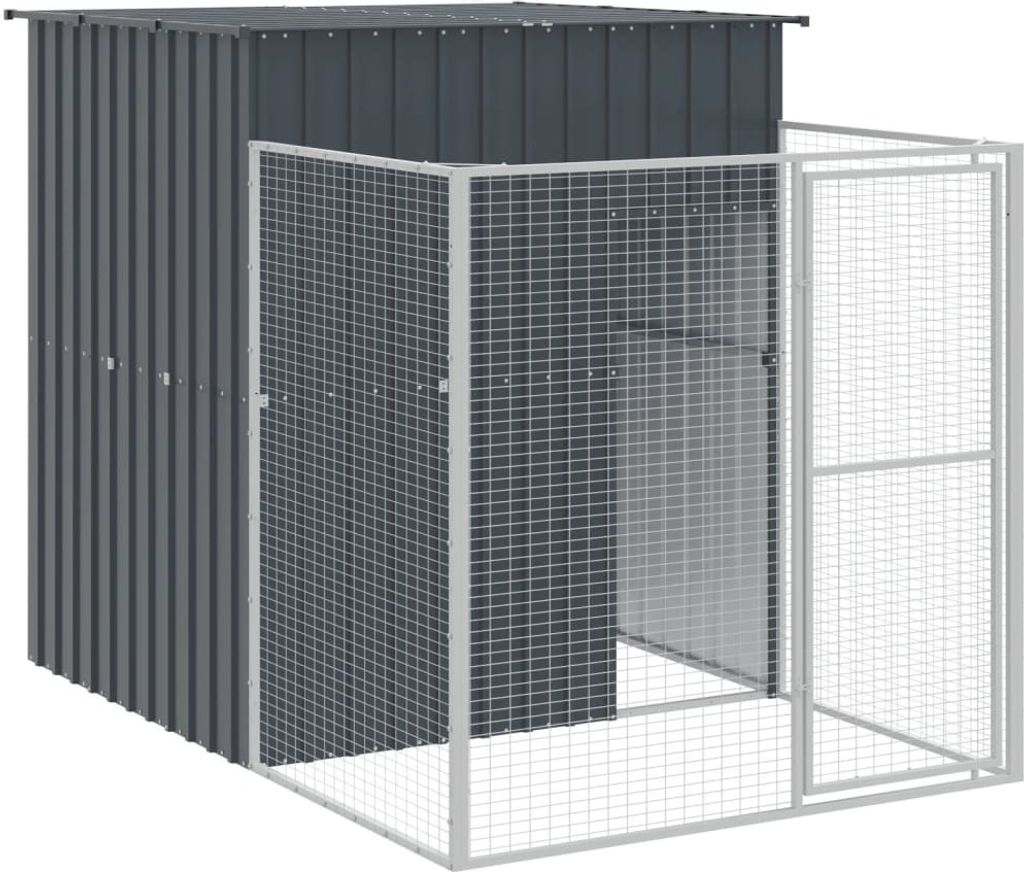 "Winteraktion" Hundehütte mit Auslauf Anthrazit 165x251x181cm Verzinkter Stahl - Hunde-Transportboxen CC1253