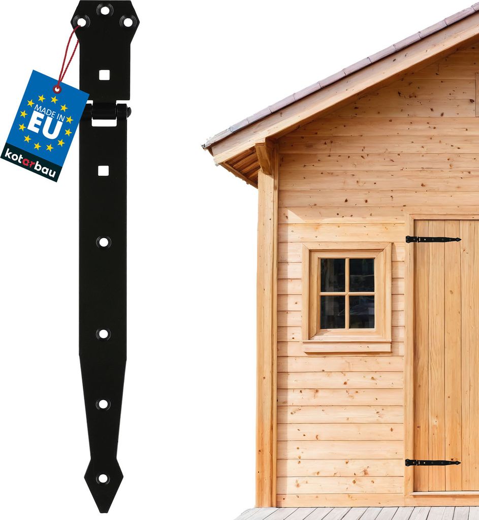 KOTARBAU Werfgehänge 300 mm Türband Torscharnier Pulverbeschichtet Ladenband Kreuzgehänge Türscharnier Band Scharnier Schwarz Rostfrei Top