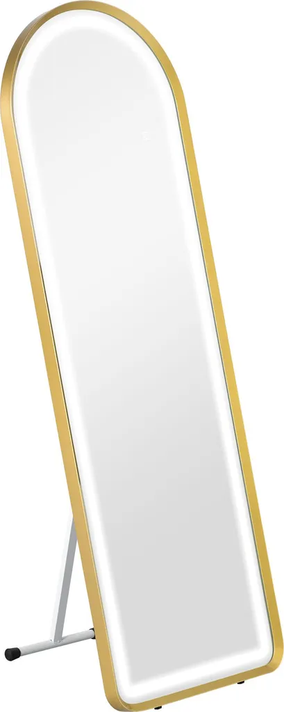 Grand miroir LED rectangulaire doré 146 cm avec variateur d'intensité