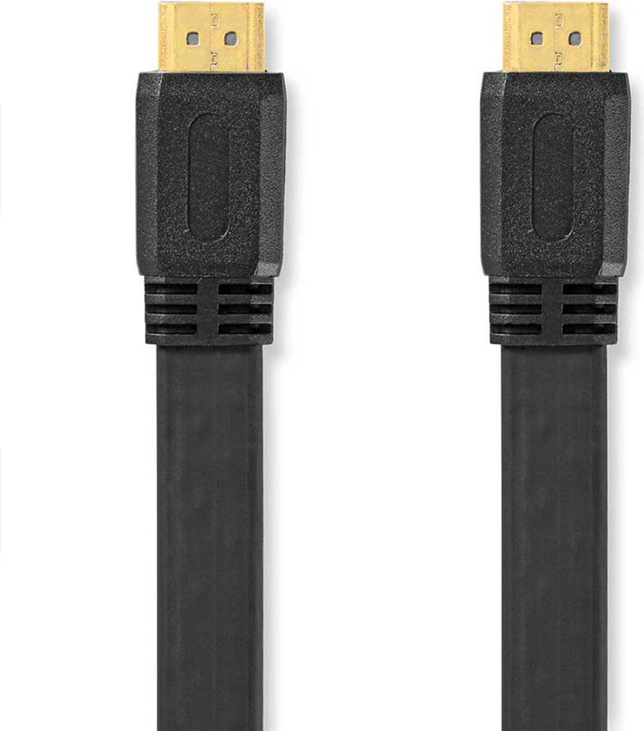 Nedis High Speed HDMI Kabel mit Ethernet - HDMI Stecker - HDMI Stecker - 4K@30Hz - 10.2 Gbps - 3.00 m - Flach - PVC - Schwarz - Umschlag