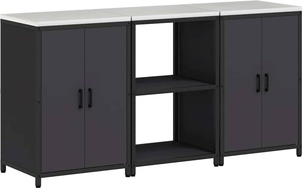 "im Sonderangebot"Aufbewahrungsset für die Küche - elegantes Design - Küchenmöbel - mit Regal mit Tür 3 pcs Schwarz - Küchenschränke DEMöbe...