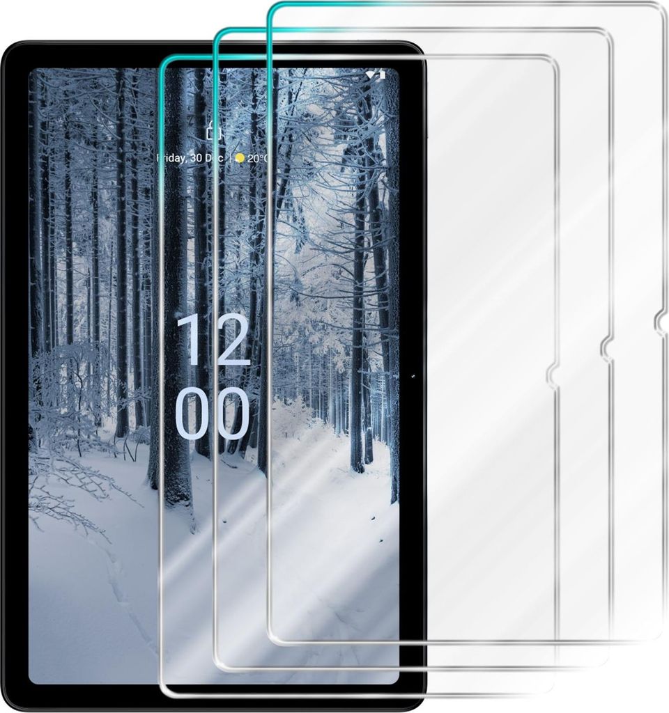 Cadorabo 3x Schutzfolie für Nokia T21 in KRISTALL KLAR Gehärtetes Tempered Display-Schutzglas Panzerfolie