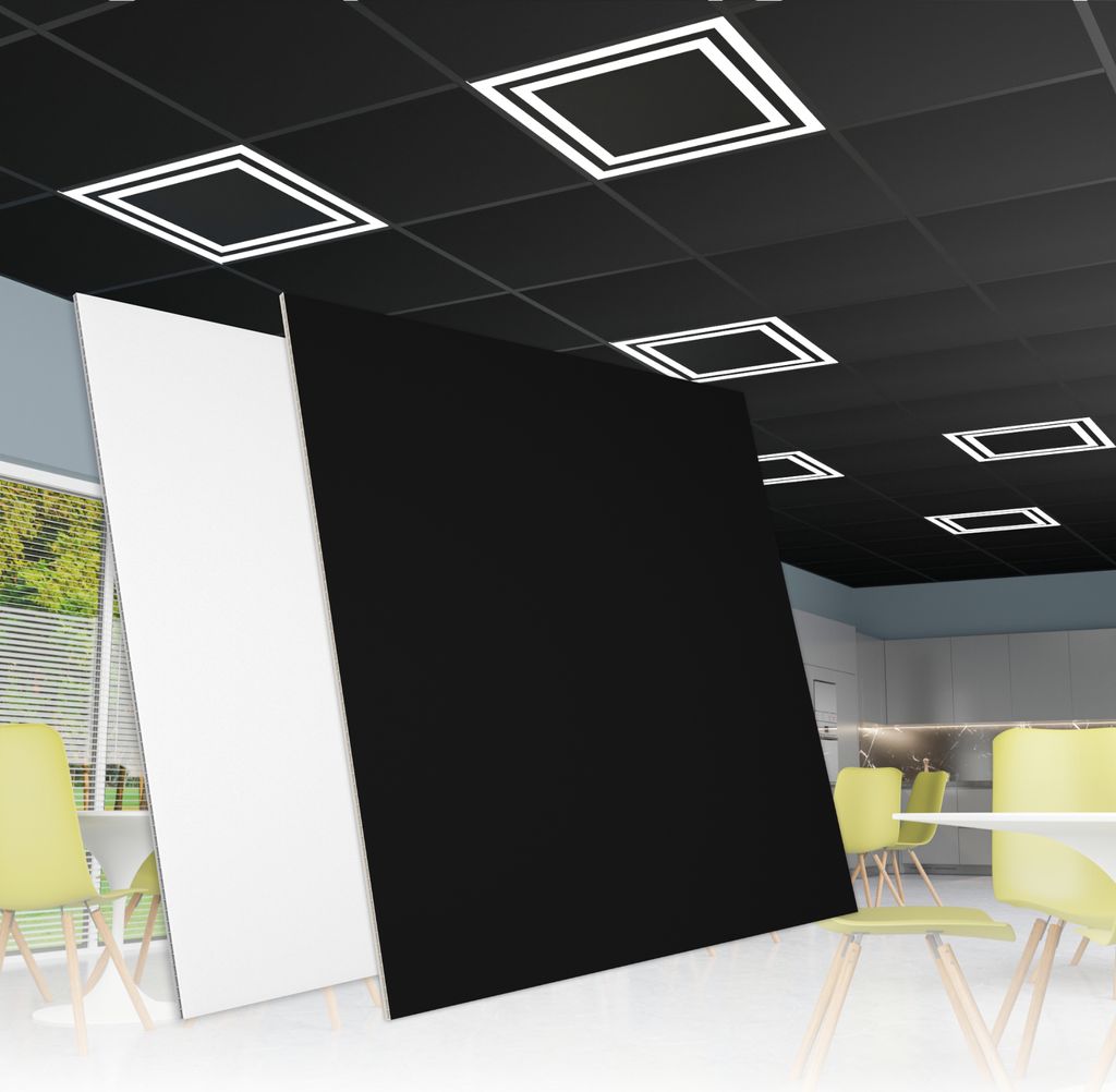 HEXIM Rasterdeckenplatten 62x62cm 320 Platten, ca.122,8qm Deckenplatte PVC Deckenverkleidung Deckenpaneele Kunststoff Feuchtraum pflegeleicht (YDB0...