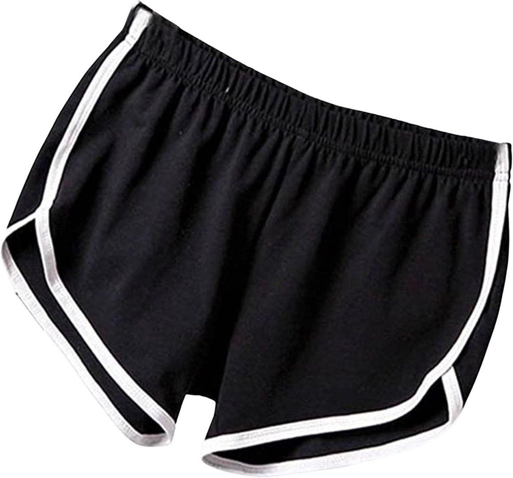 Stylische Damen Sporthose, Short, Lauf Fitnesshosen, Schwarz - L