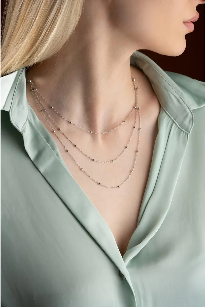 Collier multi-rangs en argent et perles Dorika au design raffiné - 3